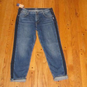 NWT SILVER JEANS VINTAGE SLIM CROP TUXEDO W32/L27